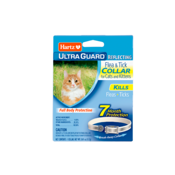 A reflecting flea and tick collar for cats and kittens, Hartz SKU# 3270002899