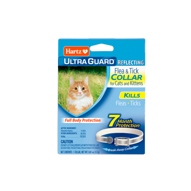 A reflecting flea and tick collar for cats and kittens, Hartz SKU# 3270002899