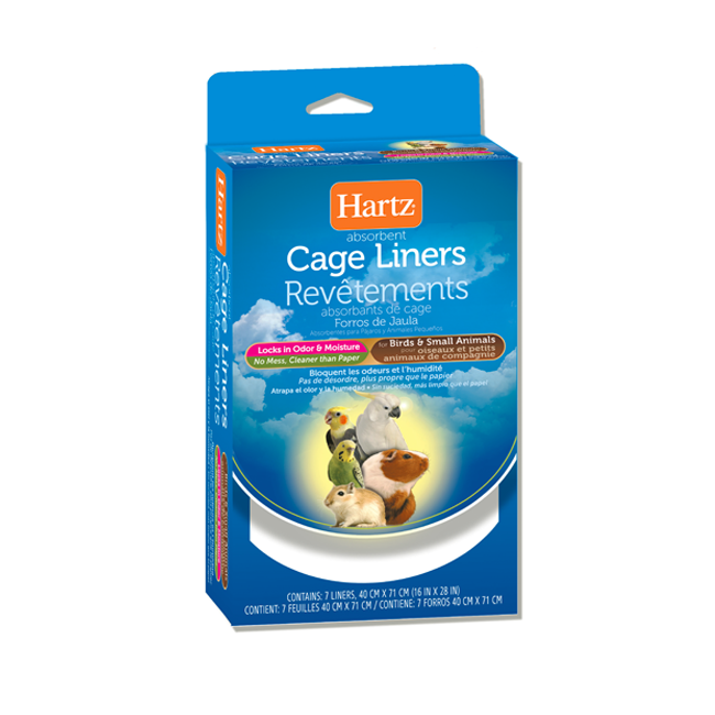 Hartz® absorbent cage liners for birds and small animals. Hartz SKU 3270002913