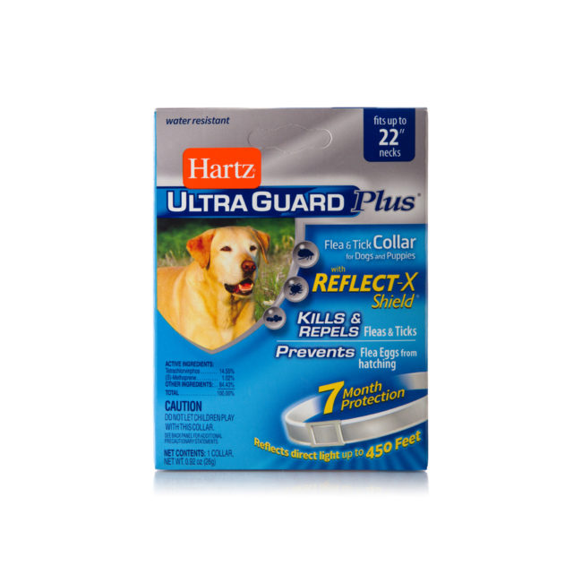 A pet collar that controls fleas and ticks on dogs, Hartz SKU 3270004183