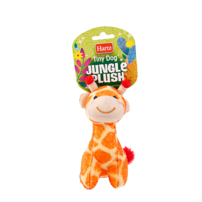 Squeaky dog toy in the shape of a plush giraffe, Hartz SKU 3270004353