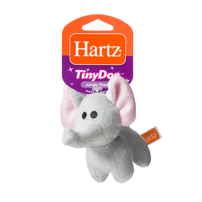 Squeaky dog toy in the shape of a plush elephant, Hartz SKU 3270004353