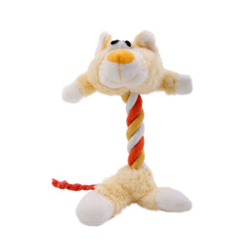 Rope dog toy in the shape of a plush yellow cat, Hartz SKU 3270004354