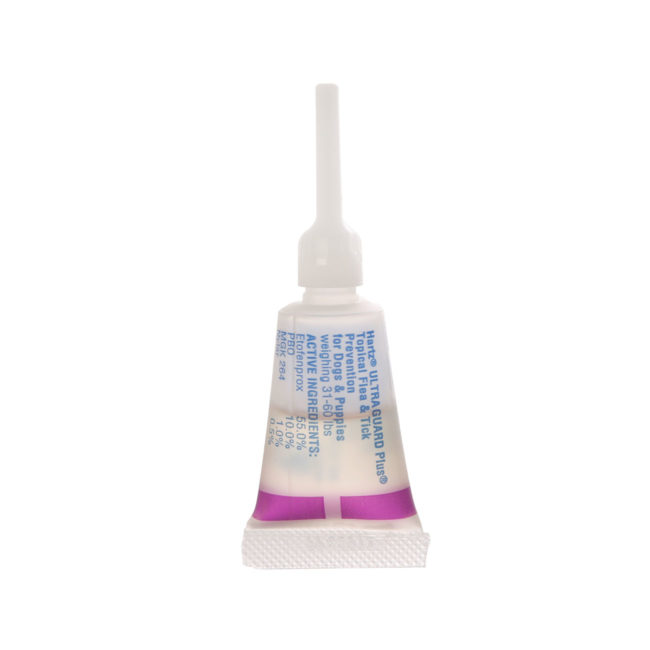 Hartz® UltraGuard Plus® Topical Flea and Tick Prevention for Dogs and Puppies 31-60lb. Dog topical drops tube.