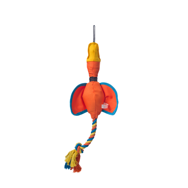 Hartz red nose diver squeaky chew toy and rope for large dogs