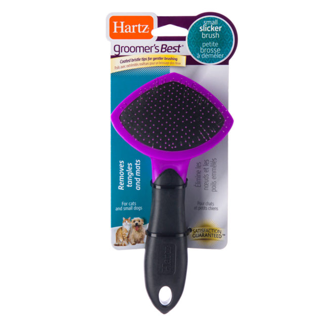 Small purple brush for removing mats in cat's fur, Hartz SKU 3270012411