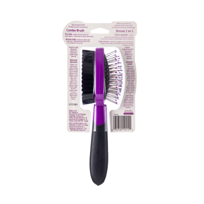 Black and purple cat brush with pins and bristles, Hartz SKU 3270012414