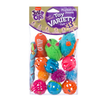 A variety of colorful small toys for cats, Hartz SKU 3270012623