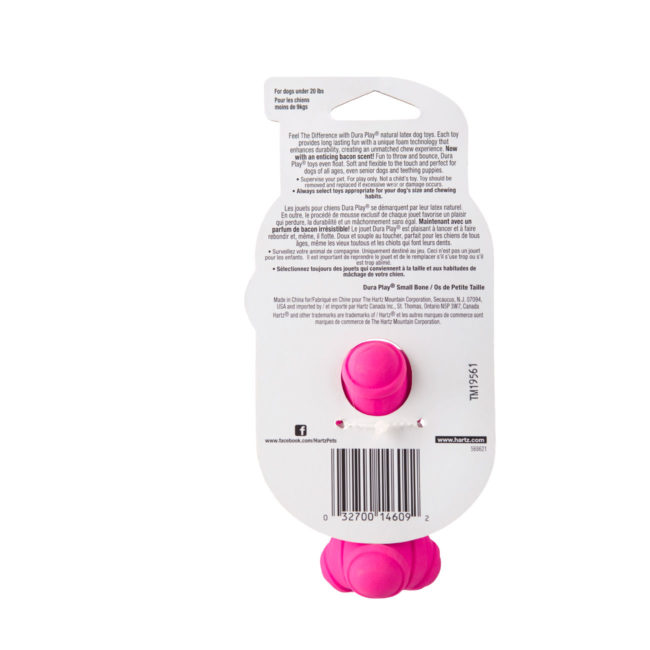 Small pink bone shaped chew toy for tiny dogs, Hartz SKU 3270014609