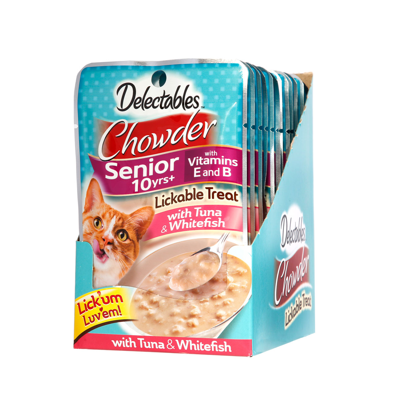 Delectables Lickable Treat Chowder Senior 10 Tuna Whitefish Hartz