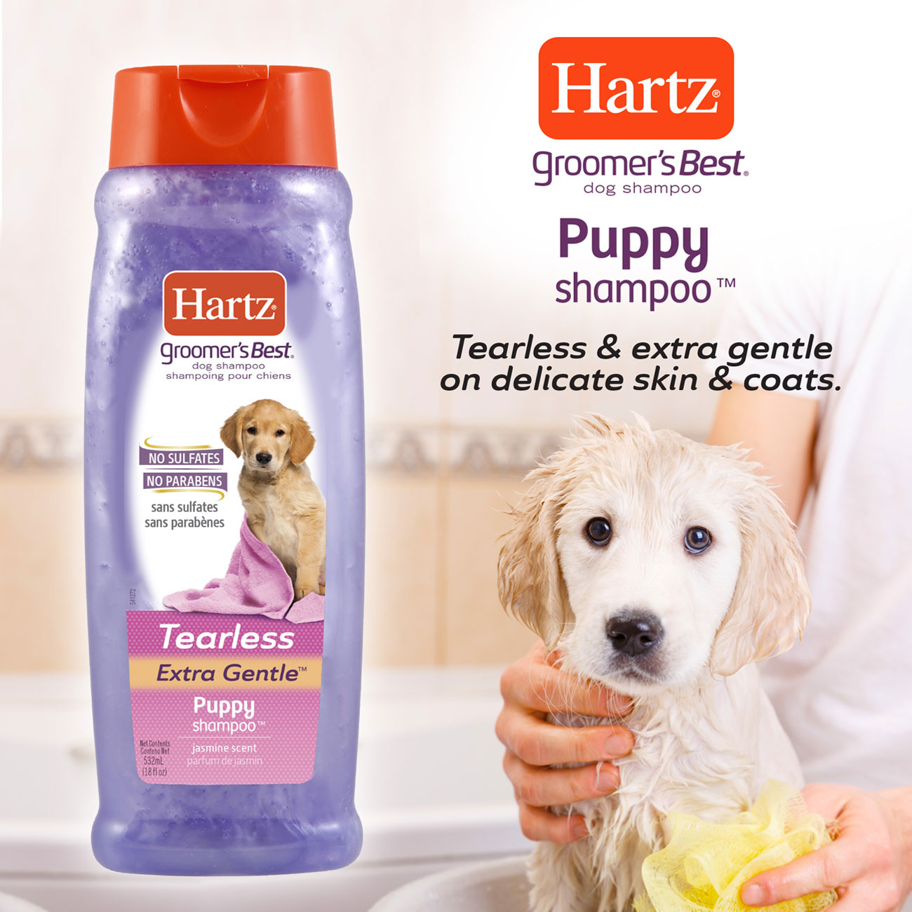 Hartz Groomers Best Puppy Shampoo. Tearless and extra gentle on delicate skin and coats.