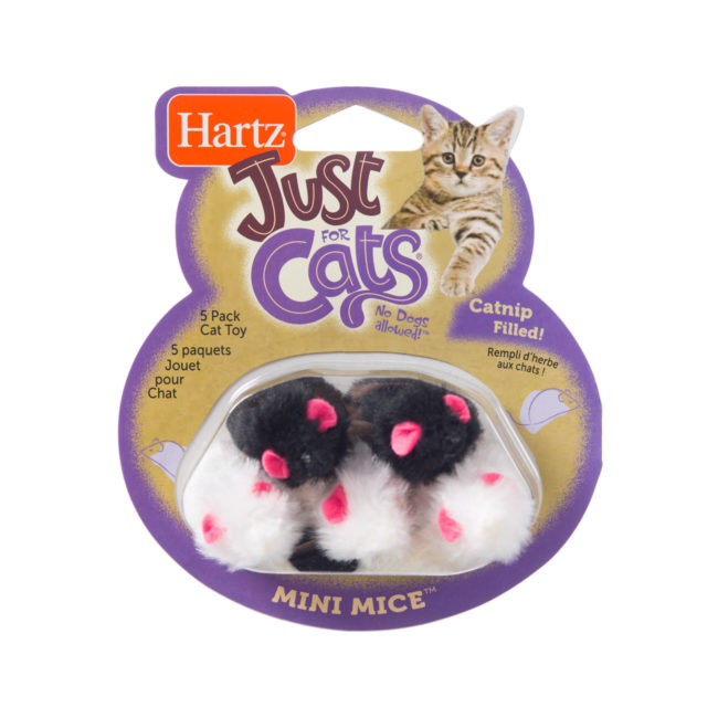 A 5 pack of catnip filled mice toys for cats, Hartz SKU 3270095986