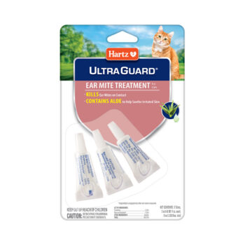 Hartz Ultraguard Ear Mite Treatment for cats. Ear mite treatment with aloe to soothe irritated skin. Hartz SKU# 3270098199