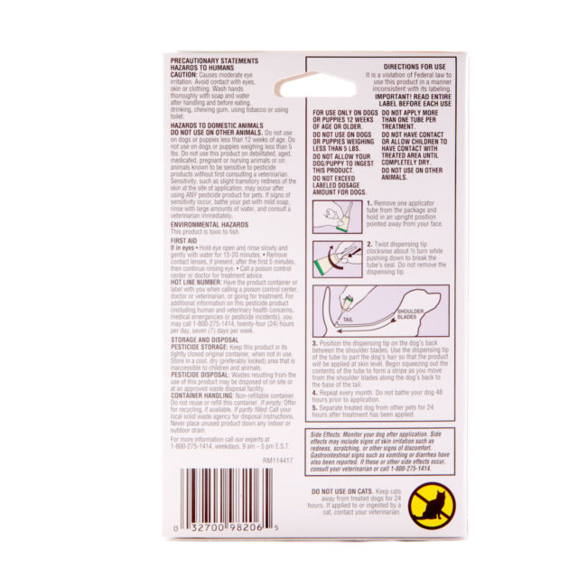 Directions to flea and tick topical for dogs, Hartz SKU 3270098206