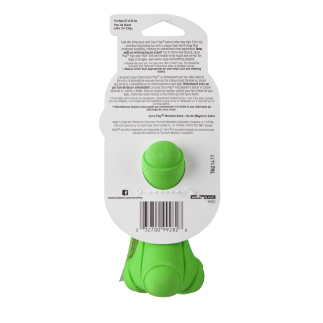 Natural latex chew toy for dogs, in green, Hartz SKU 3270099282