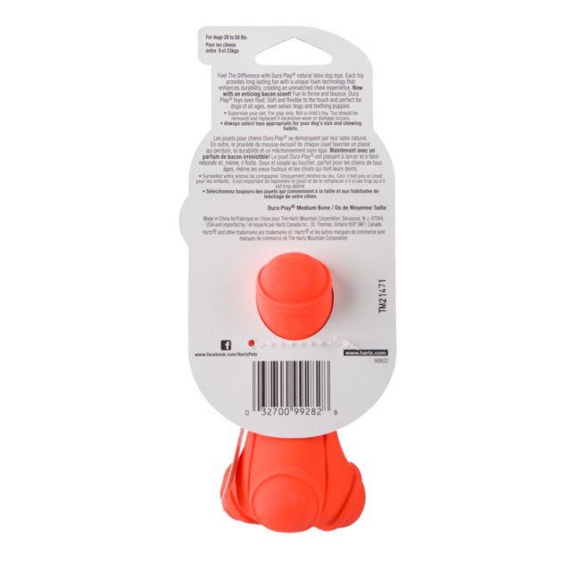 Natural latex chew toy for dogs, in orange, Hartz SKU 3270099282