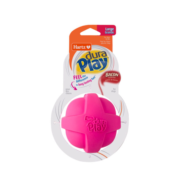 Soft pink latex ball chew toy for dogs, Hartz SKU# 3270099393