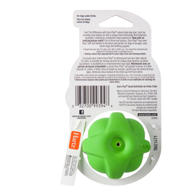 Green latex ball toy for small dogs, Hartz SKU 3270099394