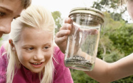 A newly adopted pet reptile, safely bottled in a mason jar held by une fille