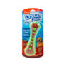 Bone shaped dental dog treat with green beads and bacon flavor