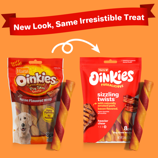 Hartz Oinkies Porkalicious Sizzling Twists. Now with new look packaging!