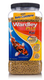 A tub of food pellets for pet koi fish, Hartz SKU 4332415549