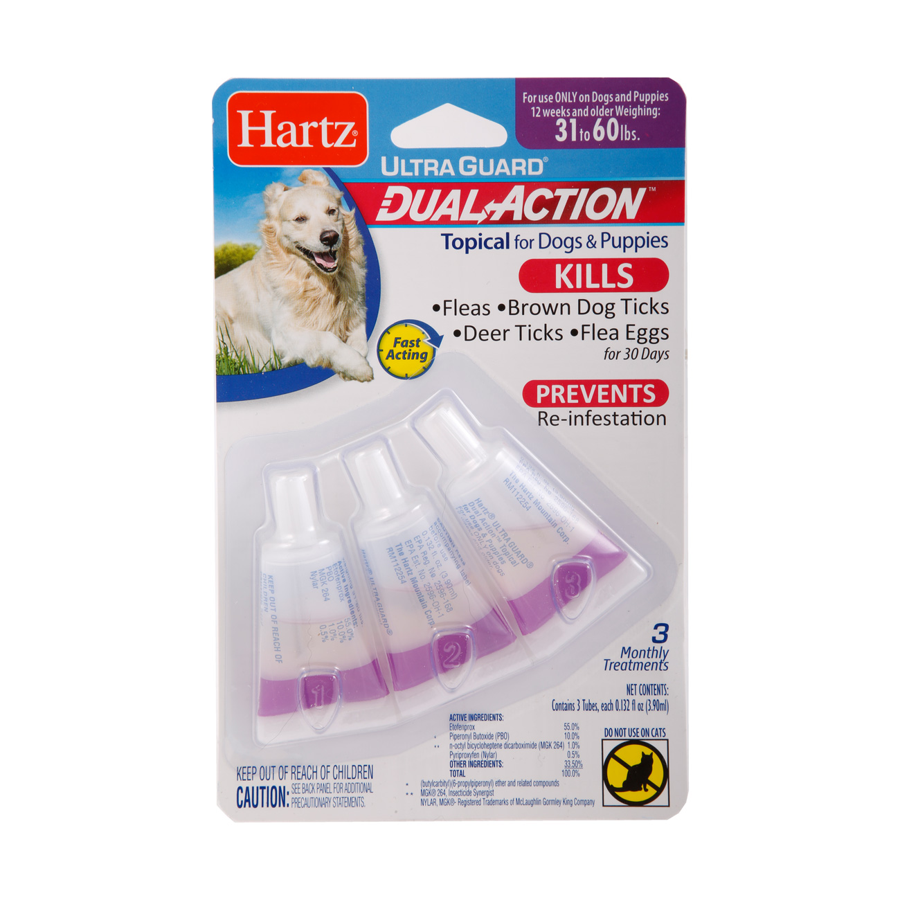 Hartz Ultraguard Dual Action Topical Flea And Tick Prevention For Dogs And Puppies 31 60lb Hartz