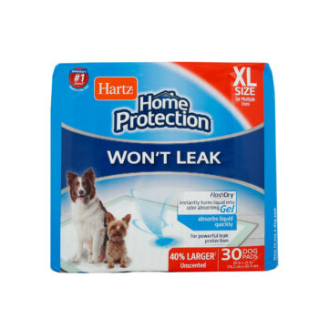 Hartz Home Protection XL Dog Pads. Front of 30 count package. Hartz SKU# 3270011447