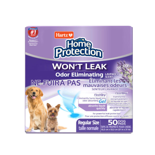 Hartz odor eliminating lavender scented dog pads. 50 count package.