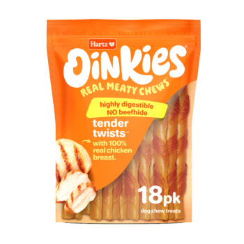 Oinkies Real Meaty Chews Tender Twists Dog Chew treat with real chicken - 18pk