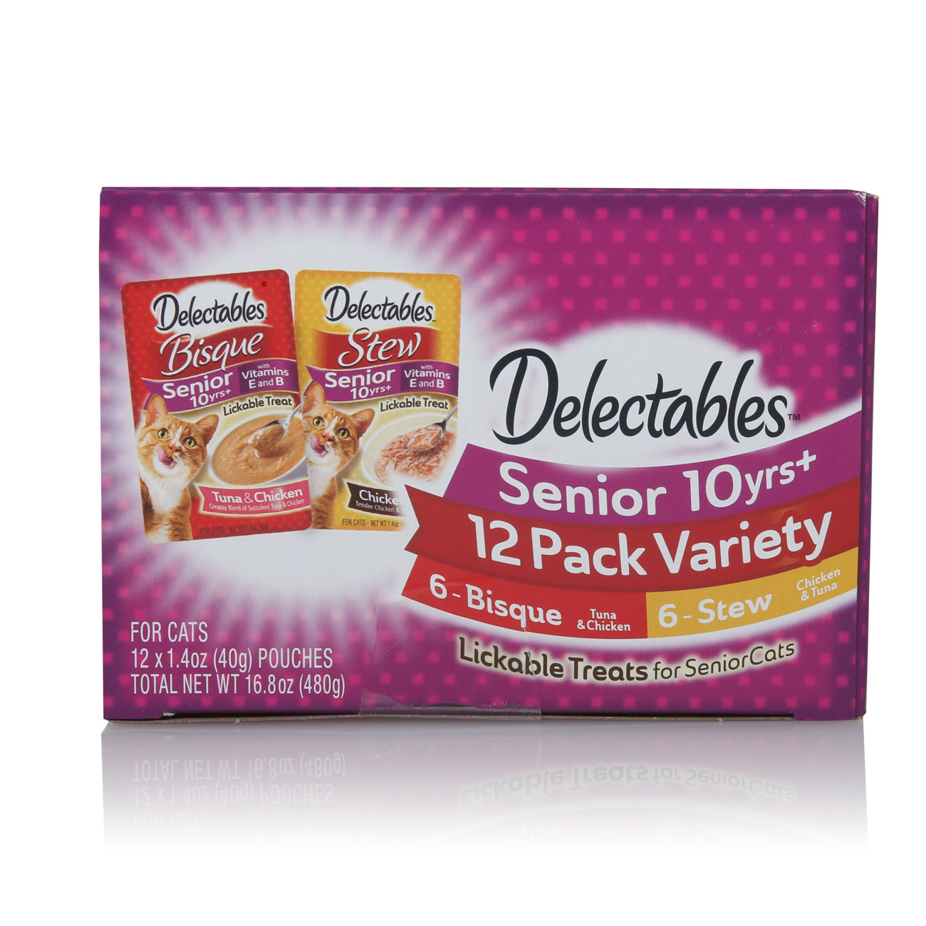 Delectables Lickable Treat Stew Bisque Senior 10 Variety 12 Pack Hartz