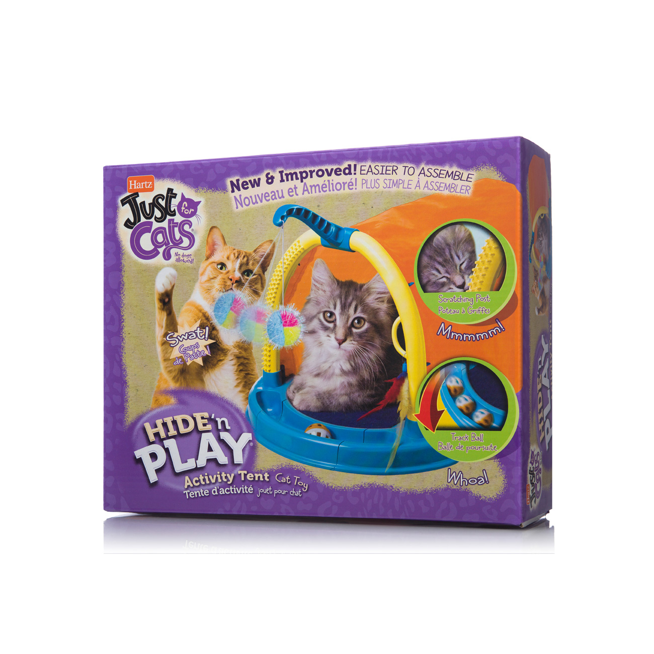 you & me cat scratch post with feather toys