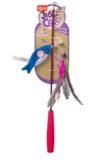 33 inch long fishing pole and blue fish toy for cats, Hartz SKU 3270015379