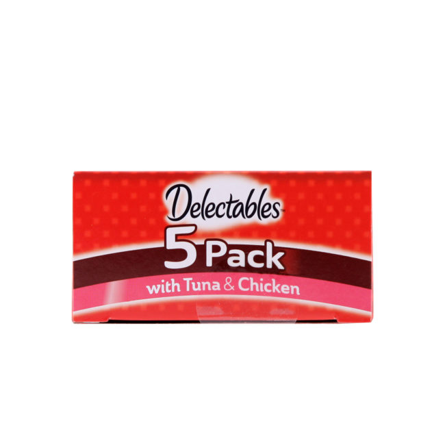Delectables Bisque. 5 pack of real tuna and chicken bisque lickable treat for cats, Hartz SKU 3270015467