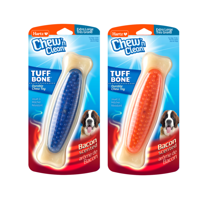 Orange and blue dental dog toys. Hartz SKU#3270015577
