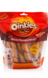 A pack of 16 pig skin dog treats, bacon flavor, Hartz SKU# 3270015485