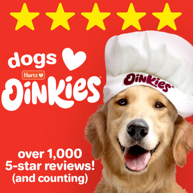 Hartz Oinkies Jerky Twists. Over 1,000 5 star reviews.