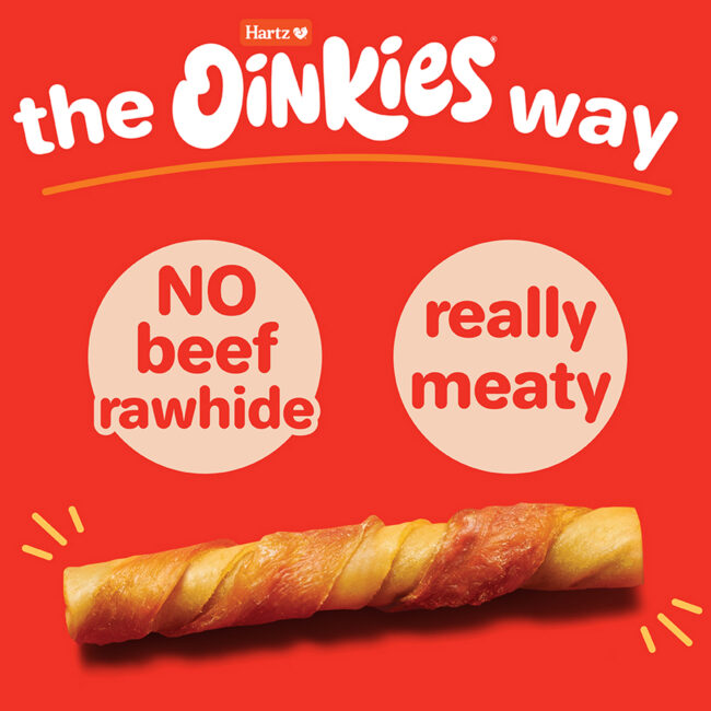 Hartz Oinkies JerkyTwists. No beef rawhide. Really meaty.