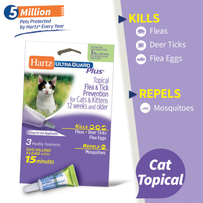 Hartz UltraGuard plus flea and tick drops for cats is a cat flea and tick product.