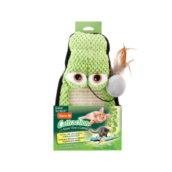 Cattraction silver vine and catnip green Gator Scratch cat toy.