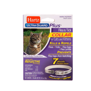 A flea and tick collar with reflective tech for cats, Hartz SKU 3270004181