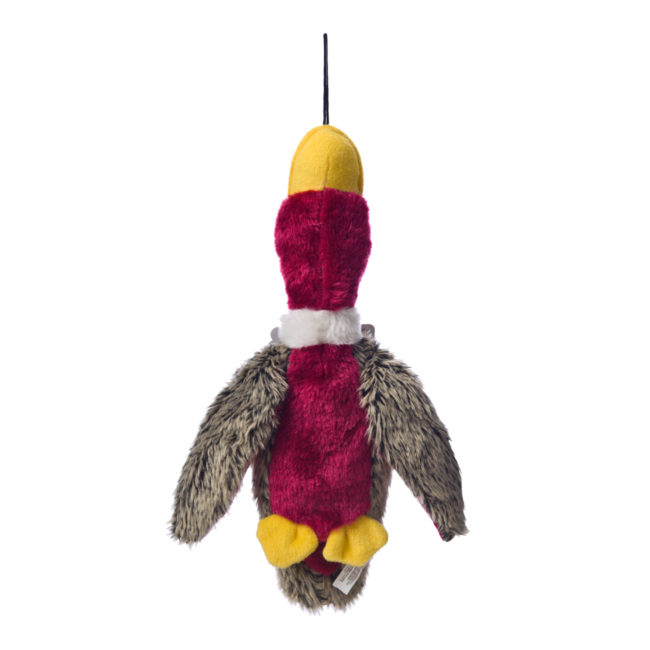 A red feathered chewing toy for dogs, Hartz SKU 3270005445