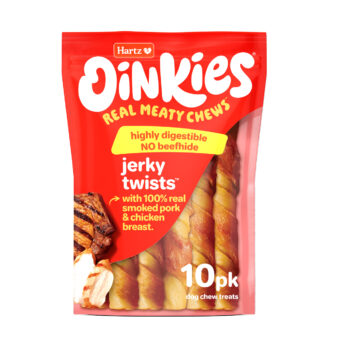 Hartz Oinkies Jerky Twists dog chews. 10 pack.