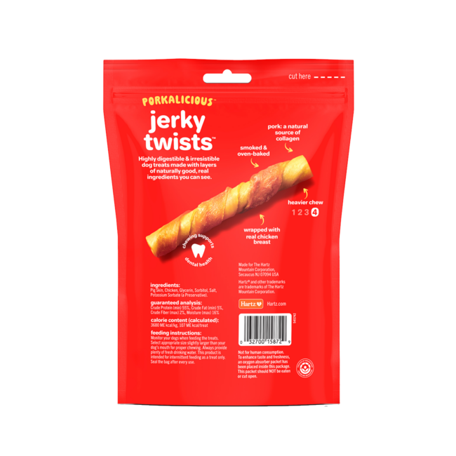 Hartz Oinkies Porkalicious jerky twists pork dog treats. 10 pack. Hartz SKU# 3270015872