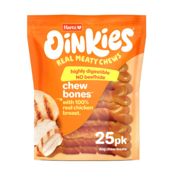 Hartz Oinkies Real Meaty Chews Chew Bones front of package - Hartz SKU# 3270015907