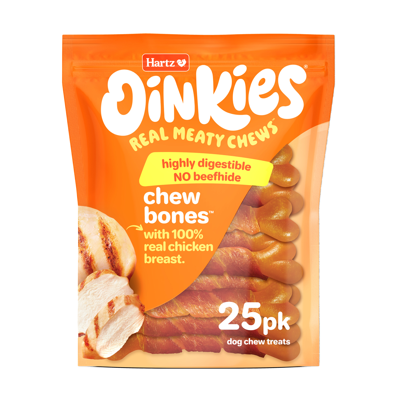 Hartz Oinkies Real Meaty Chews Chew Bones front of package - Hartz SKU# 3270015907