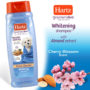 Hartz groomer's best whitener shampoo with cherry blossom scent.
