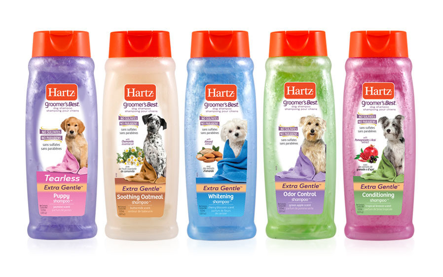 Hartz Groomer's Best Shampoo product line of pet grooming products.