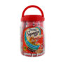 Delectables Squeeze up 48 count jar. Front of package with handle. Squeeze up is an interactive wet cat treat. Hartz SKU#3270011280