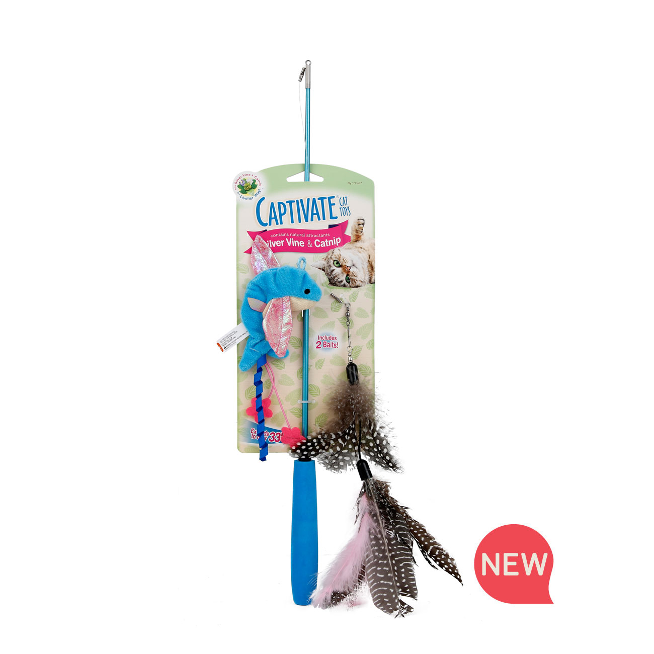 New! Hartz captivate fish n fly cat toy with silver vine and catnip. Hartz SKU#3270011252